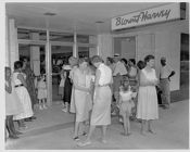 Shoppers in front of Blount-Harvey 